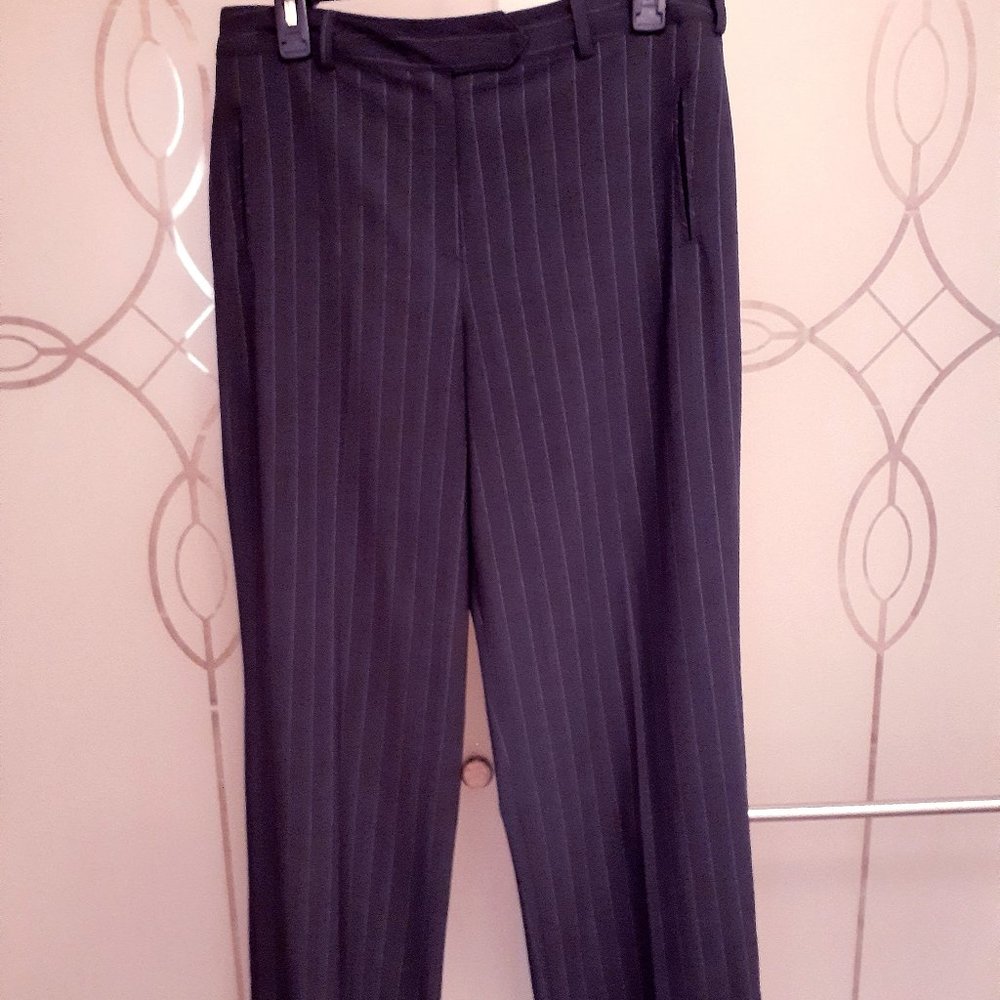 Larry Levine Smoky Gray Pin-Striped Slacks